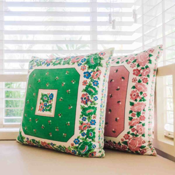 Kashmiri Cushion (Green & Pink)